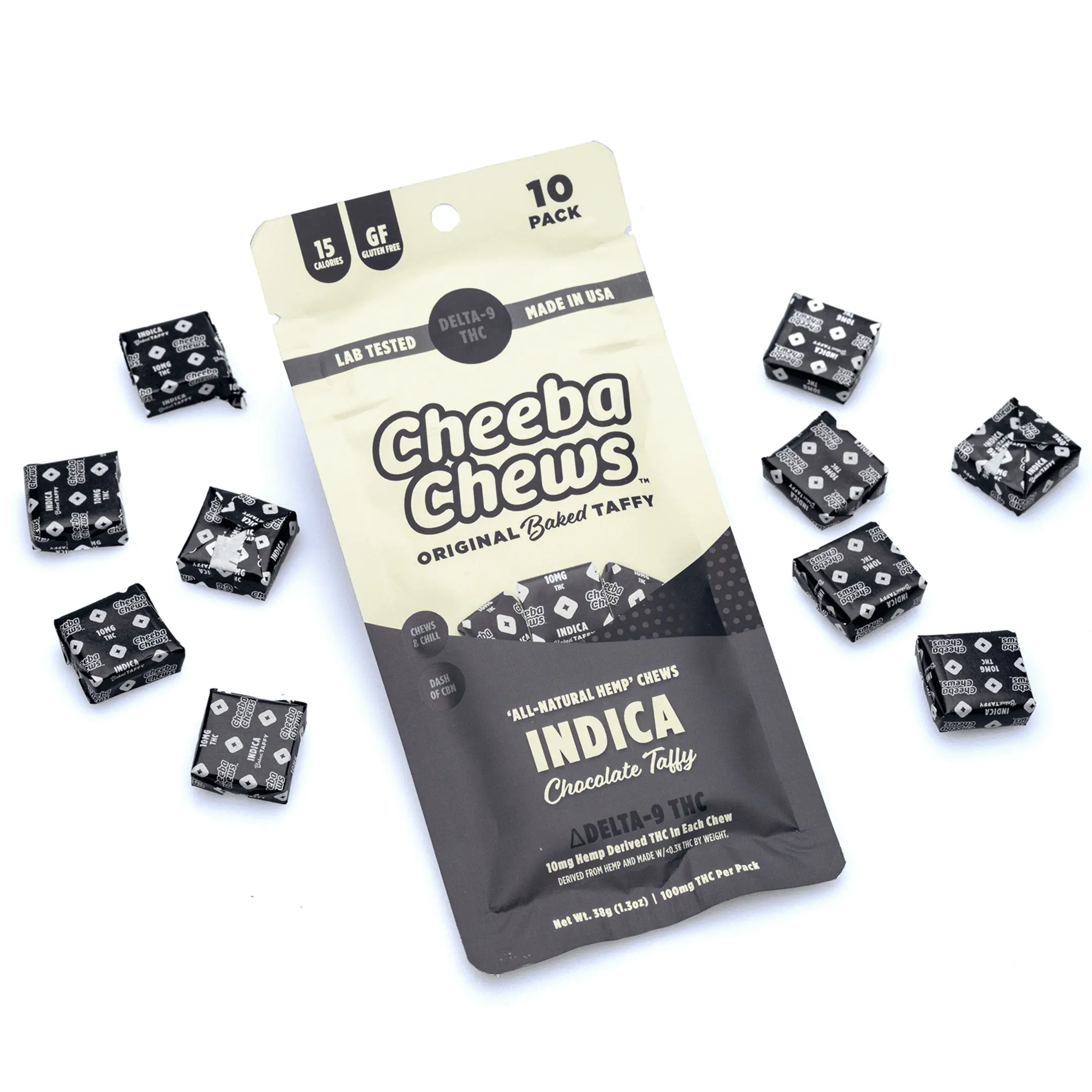 Cheeba Chews Delta 9 Chocolate Taffy – Indica (100 mg Delta 9 THC Total)