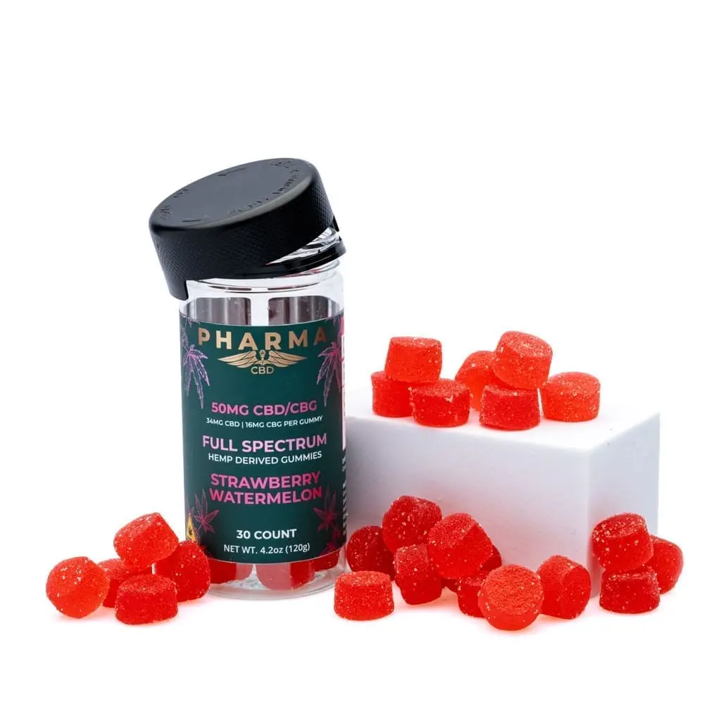 PharmaCBD Full Spectrum CBD and CBG Gummies – Strawberry Watermelon