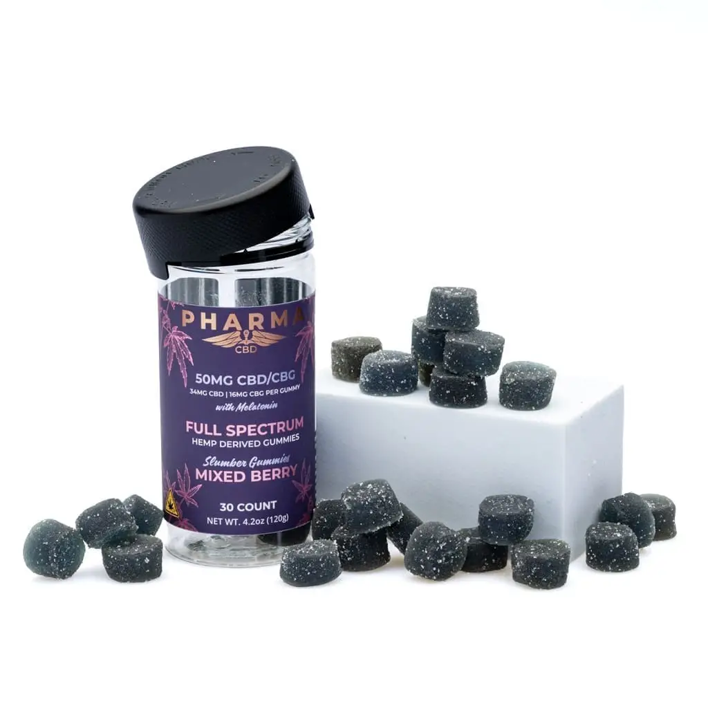 PharmaCBD Full Spectrum CBD and CBG Slumber Gummies – Mixed Berry